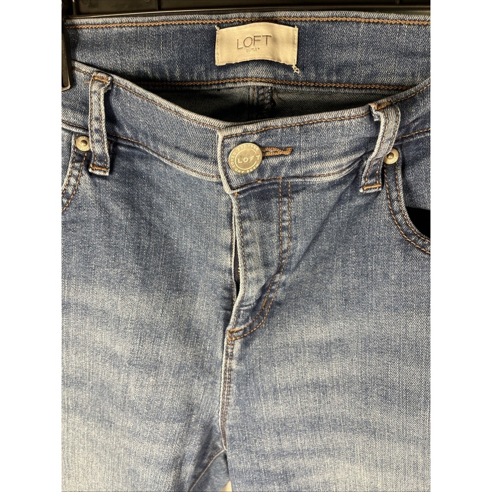 Ann Taylor Loft Jean Shorts Womens Size 12 Modern Cut Medium Wash Cuffed Stretch - Picture 5 of 14
